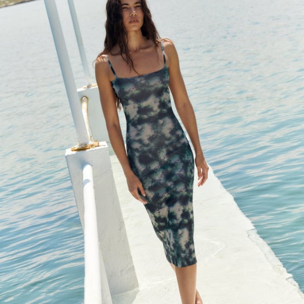 TIE DYE PRINT KNIT DRESS